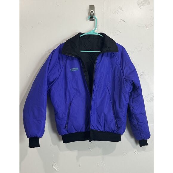 Vtg Columbia Womens Reversible Jacket Coat Purple Black Radial Sleeve 2XL Nylon - Picture 5 of 16